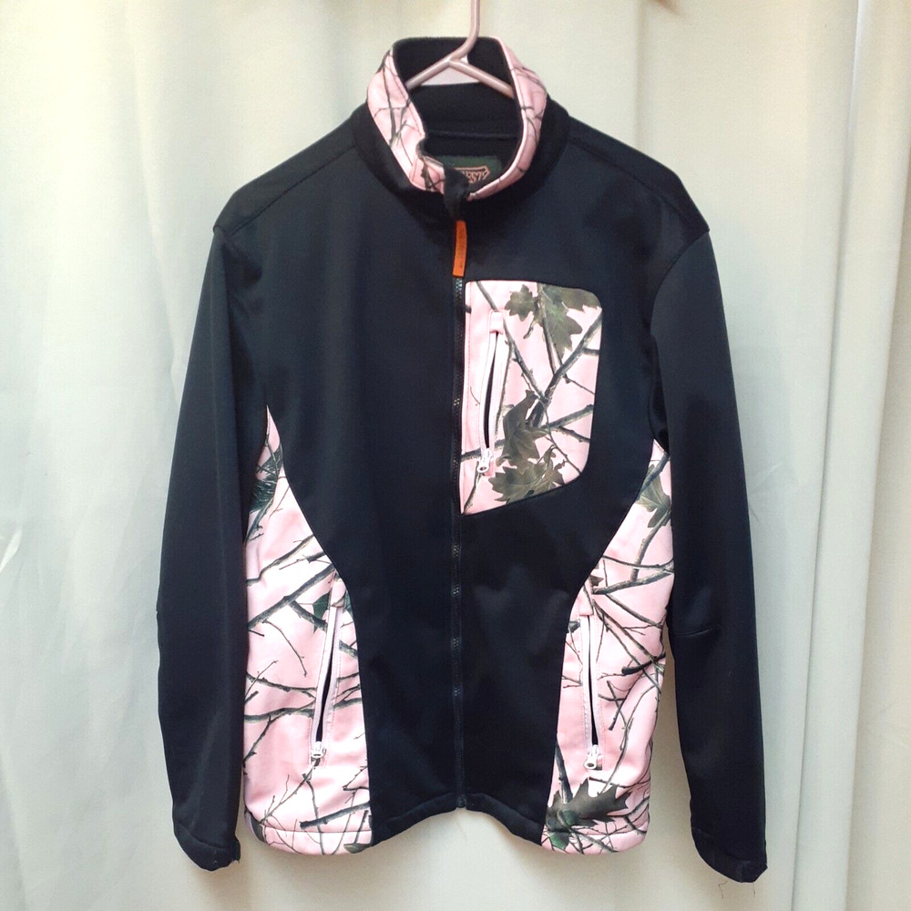 Trail Crest Wmns L Black Pink Stretch Fleece Camo Jacket hunting fishing hiking